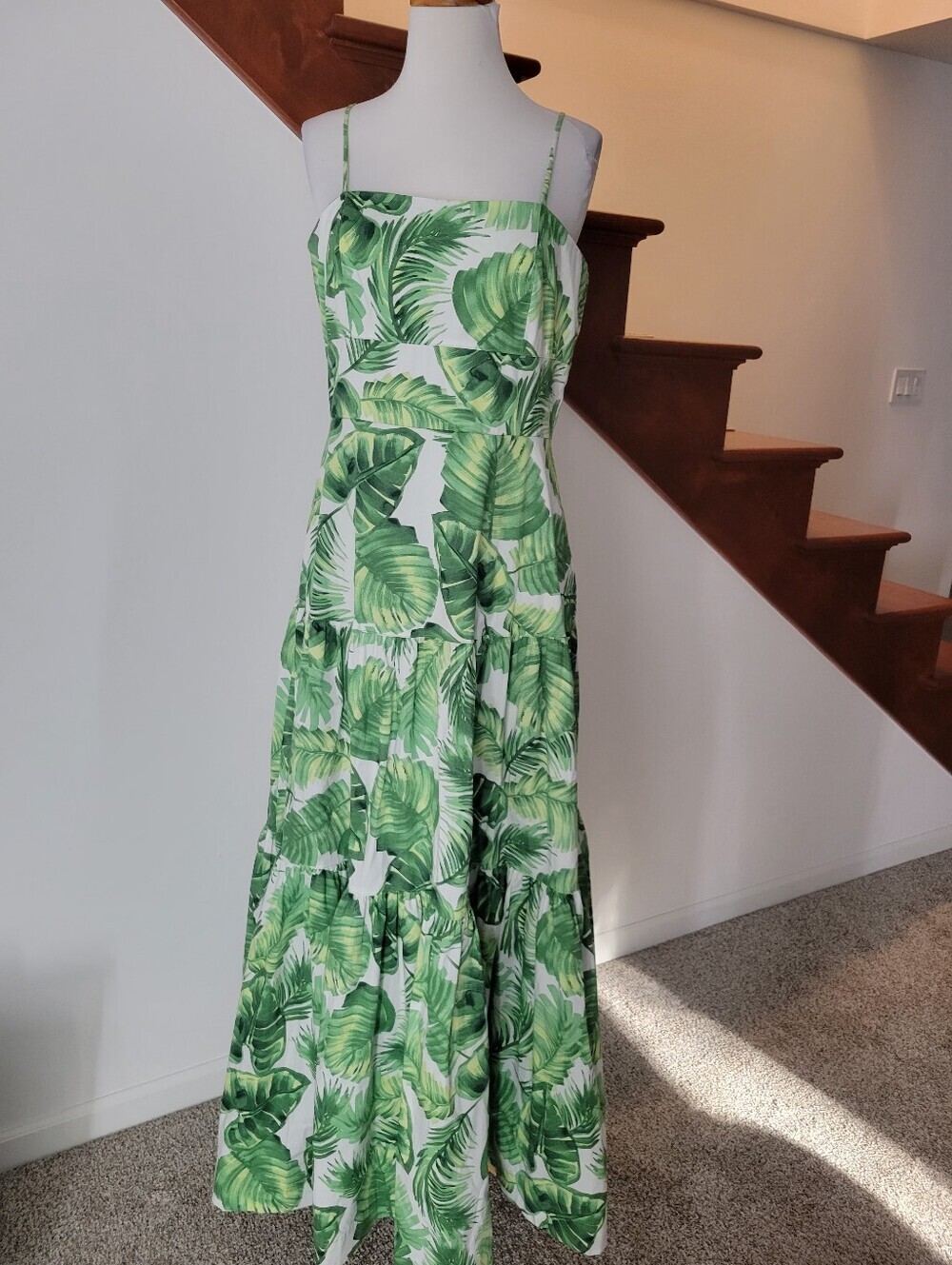 Taylor Green Palm-Print Tiered Maxi Dress Size 8